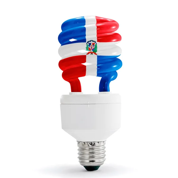 Dominikanische Republik Flagge auf Energiesparlampe — Stockfoto