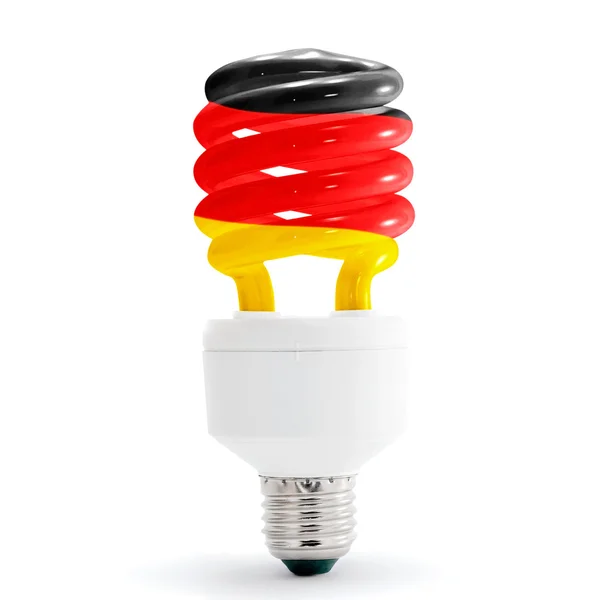 Tyskland flagga på energisparande lampa. Stockfoto