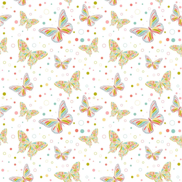 Colorful butterflies seamless pattern — Stock Vector