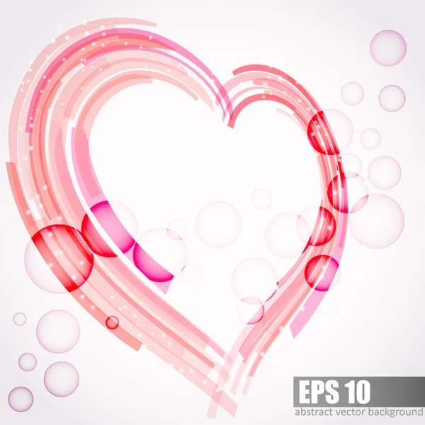 Strippad hjärta kärlek vykort med bubblor — Stock vektor