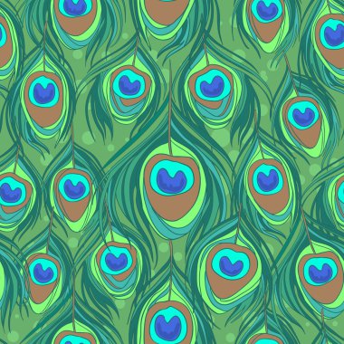 Colorful peacock feather seamless pattern clipart