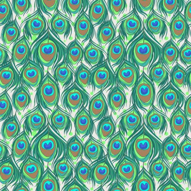 Colorful peacock feather seamless pattern clipart