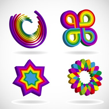 Rainbow colored abstract symbols