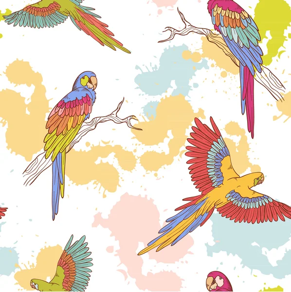 Papagei mit nahtlosem Grunge-Muster — Stockvektor
