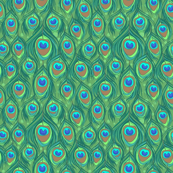 Modèle sans couture de plume de paon coloré — Image vectorielle