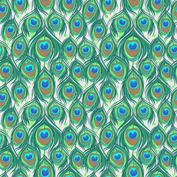 Patrón inconsútil colorido de la pluma del pavo real — Archivo Imágenes Vectoriales