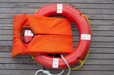 Orange life jacket. clipart