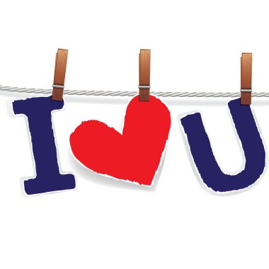 Love valentine heart on rope. clipart