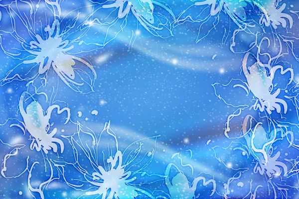 Fundo floral abstrato azul — Fotografia de Stock