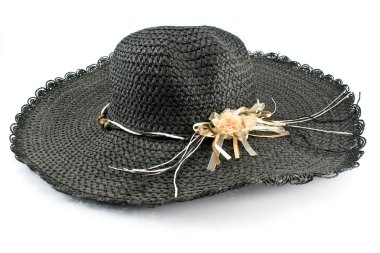 Woman's black straw hat clipart