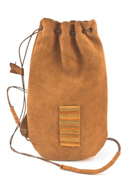 Leather pouch bag tied with leather string clipart