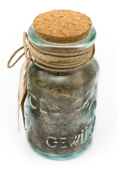 Spices in glass bottles — Zdjęcie stockowe