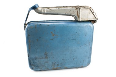 Old rusty gasoline jerry can with lid clipart