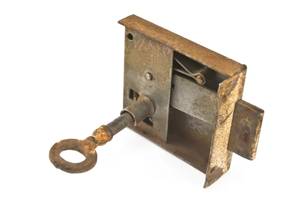 Rusty key in locker — Stock Photo, Image