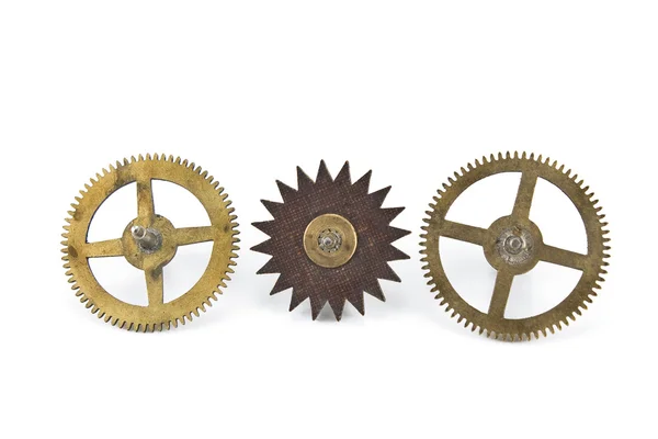 Üç eski cogwheels Dişliler — Stok fotoğraf