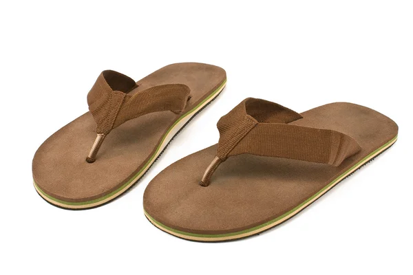 Par bruna mäns flip flop sandaler — Stockfoto