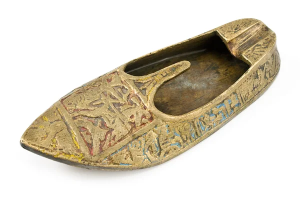 Posacenere in ottone vecchio in forma di scarpa — Foto Stock