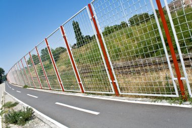 Bicycle path and fence clipart