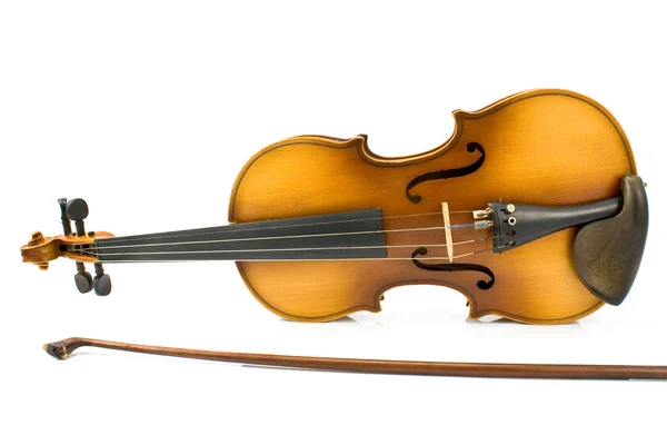 Old Violin with Bow — Stock Photo, Image