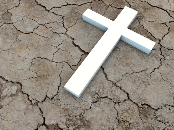 Cross on dry ground — Stock Photo, Image