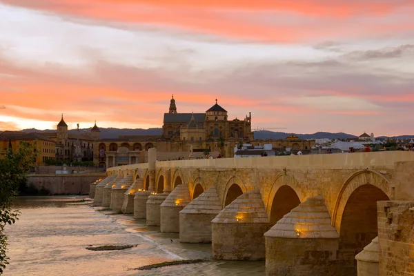 Katedry i rzymskiego mostu, Kordoba, Hiszpania — Zdjęcie stockowe