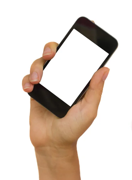 Hand holding a modern smartphone — Stock Photo, Image