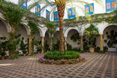 Courtyard of a typical house in Cordoba, Spain clipart