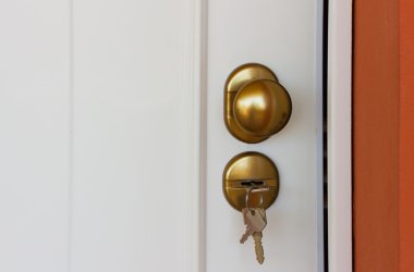 Open door with keys. clipart