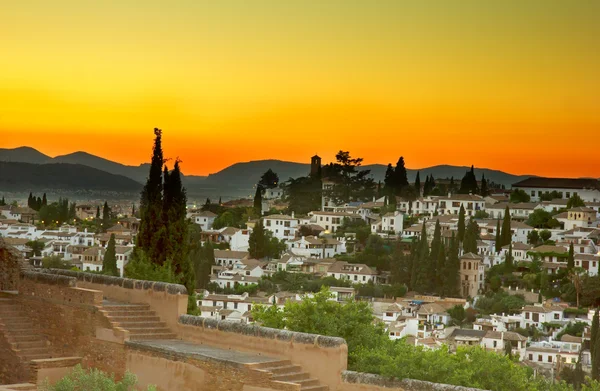 Granada w zachód słońca, Hiszpania — Zdjęcie stockowe