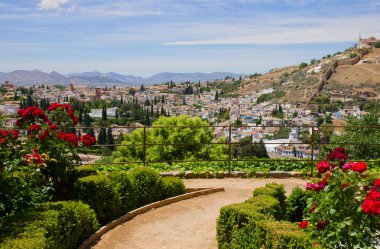 Generalife gardens and city of Granada, Spain clipart
