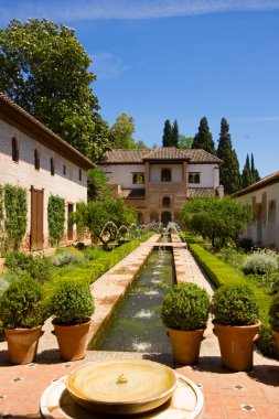 generalife Saray cortyard, granada, İspanya