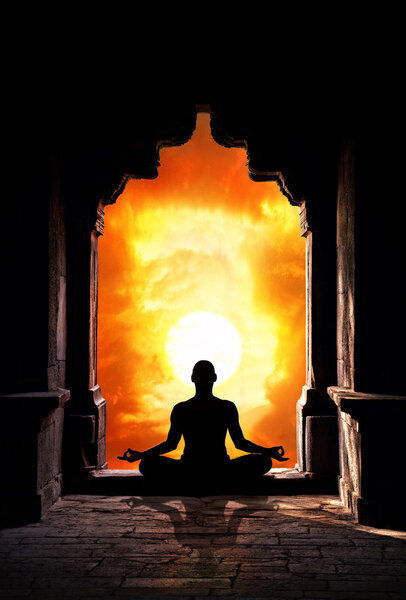 Yoga meditation in temple