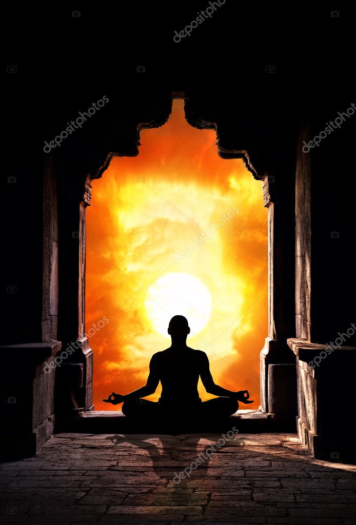 Yoga meditation in temple Stock Photo by ©byheaven 11395553