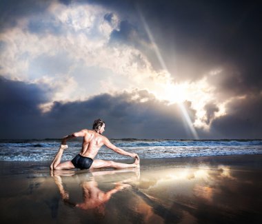 Yoga on the beach clipart