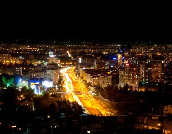 Notte Almaty città — Foto Stock