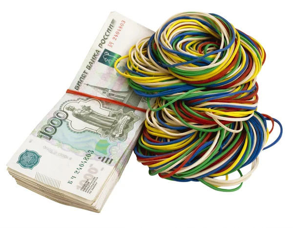 stock image Russian rubles with elastic bands