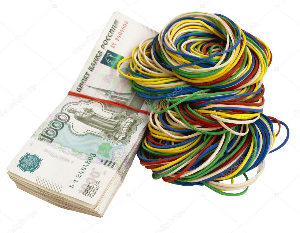 Russian rubles with elastic bands