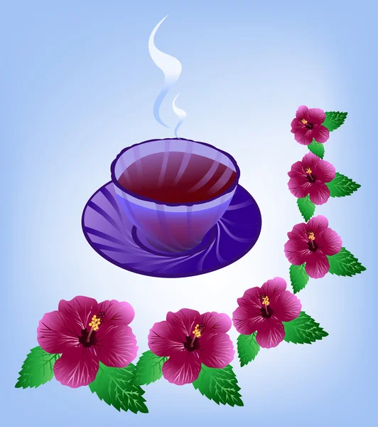 Tea from the hibiscus flowers — Stock Vector