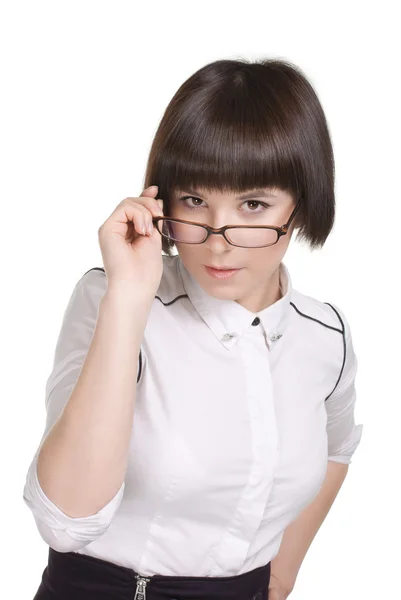 Obchodní žena s brýlemi — Stock fotografie