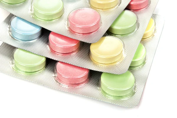 Color tablets in packing — Stock Photo, Image