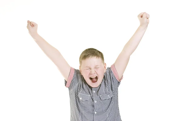 Boy with hands up — Stock Photo, Image