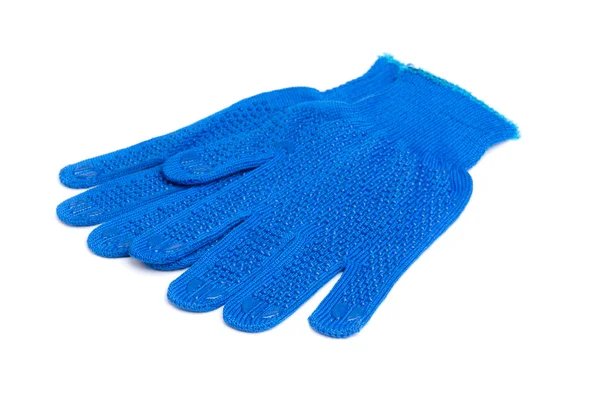 Arbeta handskar blå färg isolerad på vit bakgrund — Stockfoto
