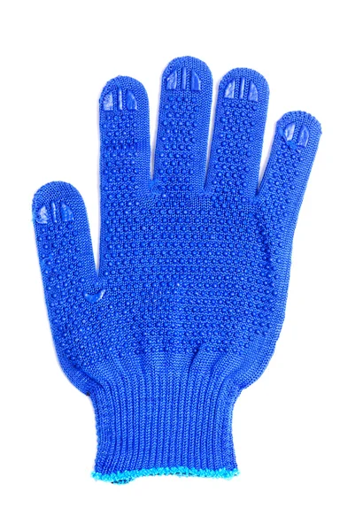 Pracovní rukavice modré barvy izolovaných na bílém pozadí — Stock fotografie