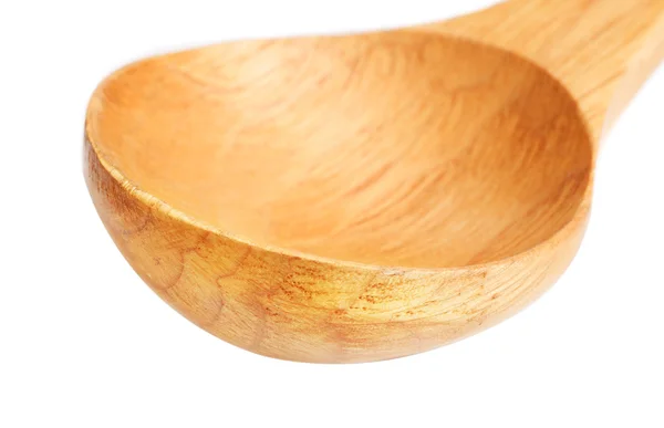 Cucchiaio di legno macro isolato su sfondo bianco — Foto Stock