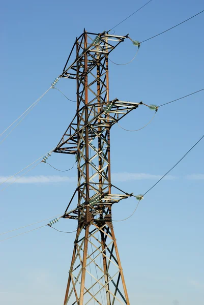 High- voltage tower sky background. — Stock Photo, Image