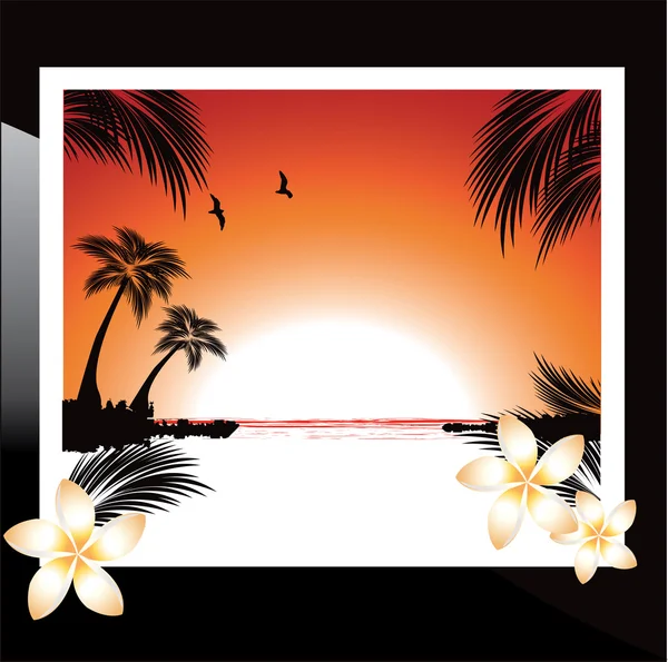 Polaroid de playa tropical — Archivo Imágenes Vectoriales