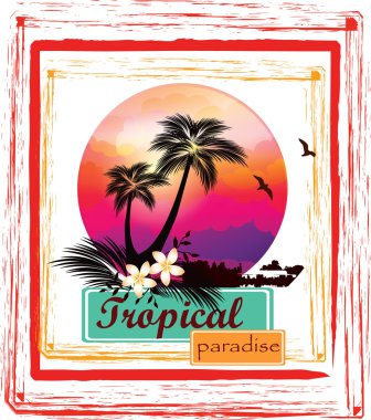 Beach sunset clipart