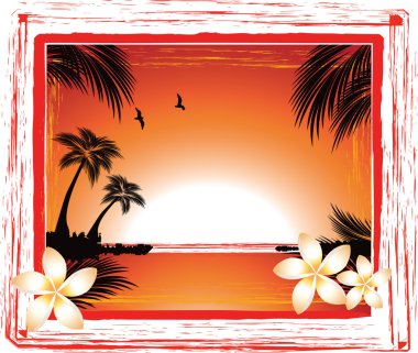 Beach sunset clipart