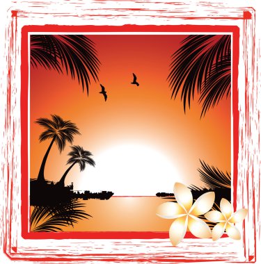 Beach sunset clipart