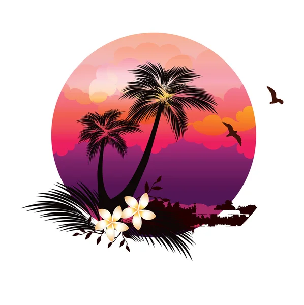 Tropical Island Illustration — Stock Vector